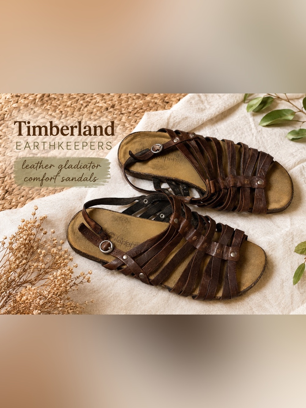 Timberland Earthkeepers Brown Leather Gladiator Sandals